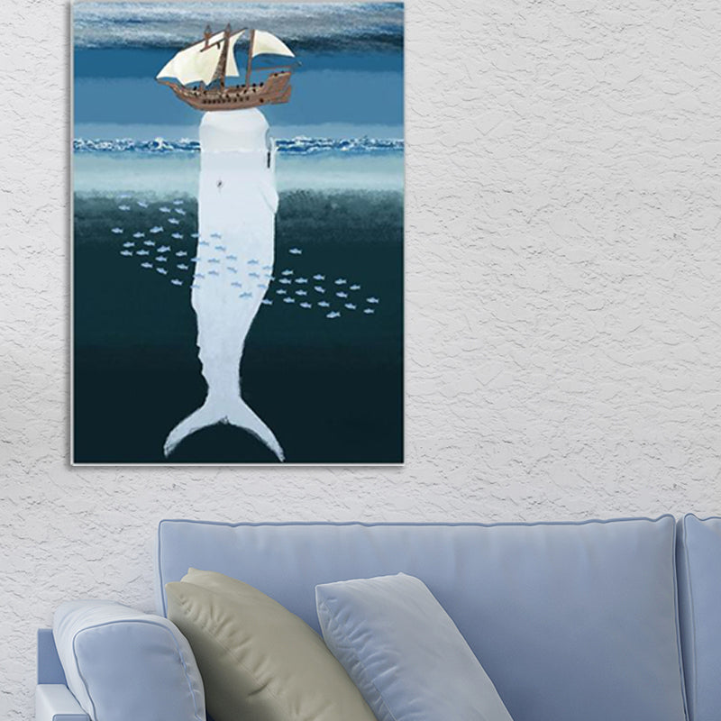 Pastel Color Kids Wall Art Sea Fish with Shelter Top Painting Canvas for Stairway Clearhalo 'Art Gallery' 'Canvas Art' 'Kids' Arts' 1600597