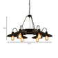 6 Heads Down/Up Light with Scalloped Shade Metallic Vintage Style Restaurant Chandelier Lighting in Black Clearhalo 'Cast Iron' 'Ceiling Lights' 'Chandeliers' 'Industrial Chandeliers' 'Industrial' 'Metal' 'Middle Century Chandeliers' 'Rustic Chandeliers' 'Tiffany' Lighting' 160162