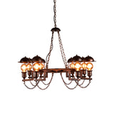 Metal Ring Hanging Lamp with Half-Globe Shade 8 Heads Antique Chandelier in Rust for Villa Clearhalo 'Cast Iron' 'Ceiling Lights' 'Chandeliers' 'Industrial Chandeliers' 'Industrial' 'Metal' 'Middle Century Chandeliers' 'Rustic Chandeliers' 'Tiffany' Lighting' 160193
