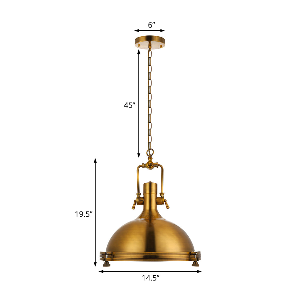 Antique Brass/Brass/Copper Finish 1 Light Pendant Lighting Industrial Metal Domed Ceiling Fixture with Frosted Diffuser Clearhalo 'Art Deco Pendants' 'Cast Iron' 'Ceiling Lights' 'Ceramic' 'Crystal' 'Industrial Pendants' 'Industrial' 'Metal' 'Middle Century Pendants' 'Pendant Lights' 'Pendants' 'Tiffany' Lighting' 16020