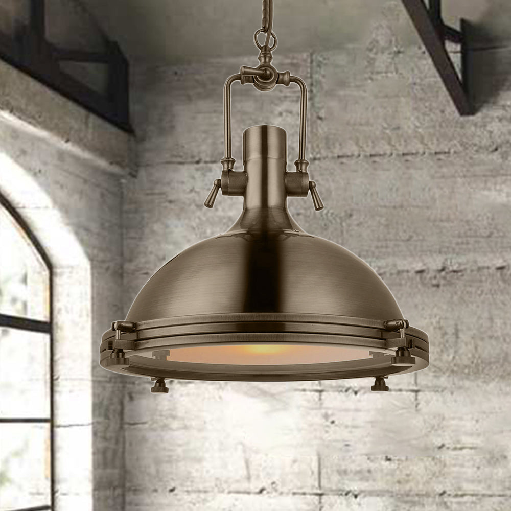 Antique Brass/Brass/Copper Finish 1 Light Pendant Lighting Industrial Metal Domed Ceiling Fixture with Frosted Diffuser Antique Brass Clearhalo 'Art Deco Pendants' 'Cast Iron' 'Ceiling Lights' 'Ceramic' 'Crystal' 'Industrial Pendants' 'Industrial' 'Metal' 'Middle Century Pendants' 'Pendant Lights' 'Pendants' 'Tiffany' Lighting' 16022