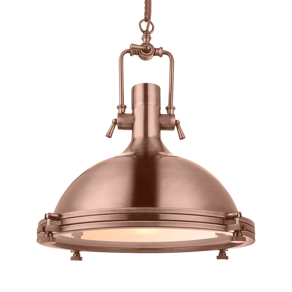 Antique Brass/Brass/Copper Finish 1 Light Pendant Lighting Industrial Metal Domed Ceiling Fixture with Frosted Diffuser Clearhalo 'Art Deco Pendants' 'Cast Iron' 'Ceiling Lights' 'Ceramic' 'Crystal' 'Industrial Pendants' 'Industrial' 'Metal' 'Middle Century Pendants' 'Pendant Lights' 'Pendants' 'Tiffany' Lighting' 16028