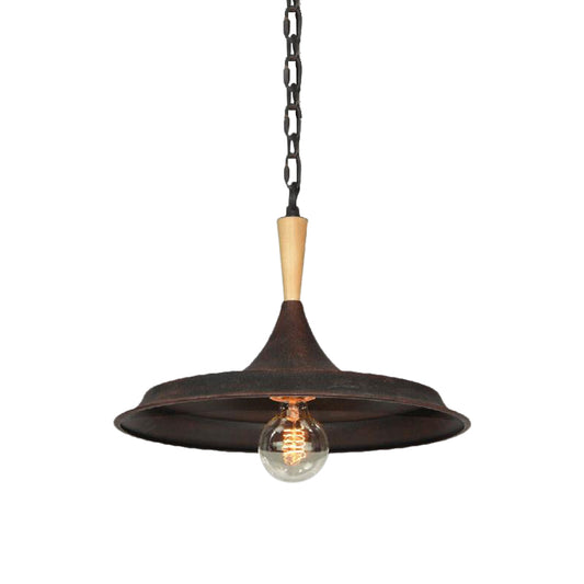 1 Bulb Pendant Lamp Antique Style Barn Shade Wrought Iron Pendant Lighting in Rust for Bar Clearhalo 'Art Deco Pendants' 'Cast Iron' 'Ceiling Lights' 'Ceramic' 'Crystal' 'Industrial Pendants' 'Industrial' 'Metal' 'Middle Century Pendants' 'Pendant Lights' 'Pendants' 'Tiffany' Lighting' 160407