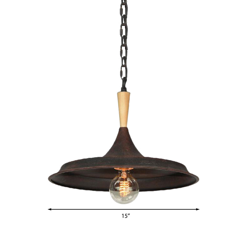 1 Bulb Pendant Lamp Antique Style Barn Shade Wrought Iron Pendant Lighting in Rust for Bar Clearhalo 'Art Deco Pendants' 'Cast Iron' 'Ceiling Lights' 'Ceramic' 'Crystal' 'Industrial Pendants' 'Industrial' 'Metal' 'Middle Century Pendants' 'Pendant Lights' 'Pendants' 'Tiffany' Lighting' 160408