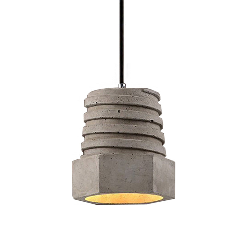 1 Light Screw Shape Pendant Light Fixture Industrial Gray Cement Hanging Lamp for Restaurant Clearhalo 'Ceiling Lights' 'Modern Pendants' 'Modern' 'Pendant Lights' 'Pendants' Lighting' 160412
