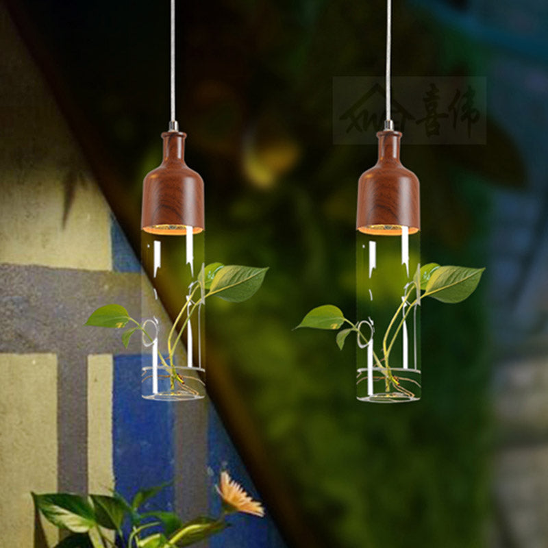 1 Light Clear Glass Pendant Light Industrial Brown Wine Bottle Restaurant LED Suspension Lighting Brown Clearhalo 'Ceiling Lights' 'Close To Ceiling Lights' 'Glass shade' 'Glass' 'Industrial Pendants' 'Industrial' 'Middle Century Pendants' 'Pendant Lights' 'Pendants' 'Tiffany' Lighting' 1604145