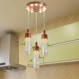 Antique Wine Bottle Cluster Pendant 3/5/7 Bulbs Metal LED Ceiling Light in Brown with Round/Linear Canopy 3 Brown Round Clearhalo 'Art Deco Pendants' 'Cast Iron' 'Ceiling Lights' 'Ceramic' 'Crystal' 'Industrial Pendants' 'Industrial' 'Metal' 'Middle Century Pendants' 'Pendant Lights' 'Pendants' 'Tiffany' Lighting' 1604269