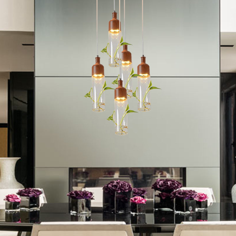 Antique Wine Bottle Cluster Pendant 3/5/7 Bulbs Metal LED Ceiling Light in Brown with Round/Linear Canopy Clearhalo 'Art Deco Pendants' 'Cast Iron' 'Ceiling Lights' 'Ceramic' 'Crystal' 'Industrial Pendants' 'Industrial' 'Metal' 'Middle Century Pendants' 'Pendant Lights' 'Pendants' 'Tiffany' Lighting' 1604279