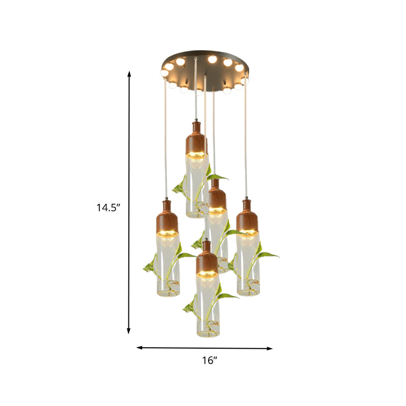 Antique Wine Bottle Cluster Pendant 3/5/7 Bulbs Metal LED Ceiling Light in Brown with Round/Linear Canopy Clearhalo 'Art Deco Pendants' 'Cast Iron' 'Ceiling Lights' 'Ceramic' 'Crystal' 'Industrial Pendants' 'Industrial' 'Metal' 'Middle Century Pendants' 'Pendant Lights' 'Pendants' 'Tiffany' Lighting' 1604281