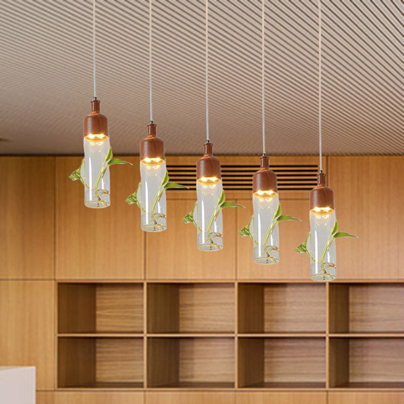 Antique Wine Bottle Cluster Pendant 3/5/7 Bulbs Metal LED Ceiling Light in Brown with Round/Linear Canopy 5 Brown Linear Clearhalo 'Art Deco Pendants' 'Cast Iron' 'Ceiling Lights' 'Ceramic' 'Crystal' 'Industrial Pendants' 'Industrial' 'Metal' 'Middle Century Pendants' 'Pendant Lights' 'Pendants' 'Tiffany' Lighting' 1604282