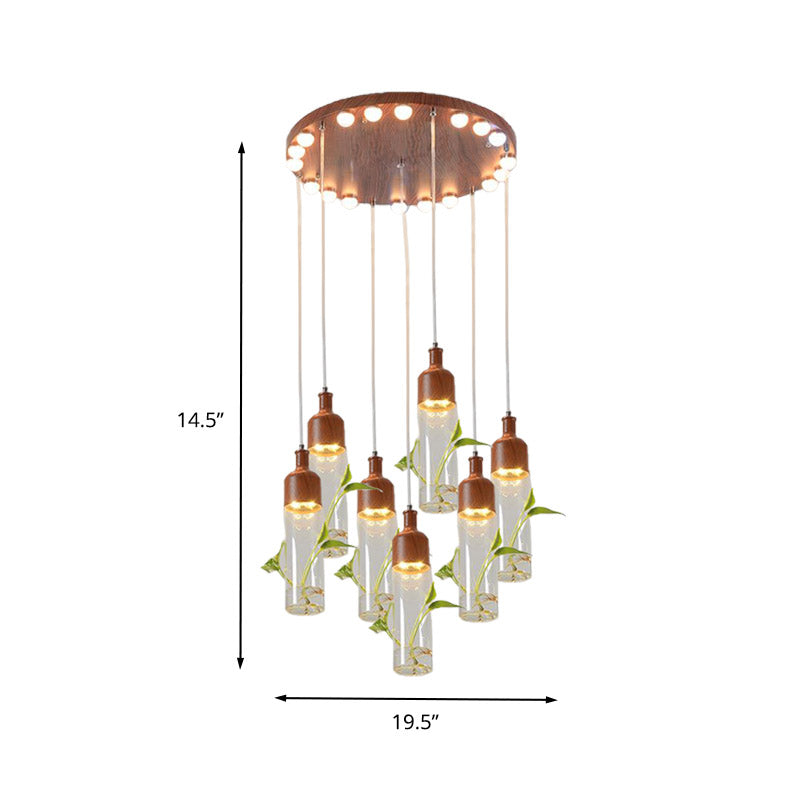 Antique Wine Bottle Cluster Pendant 3/5/7 Bulbs Metal LED Ceiling Light in Brown with Round/Linear Canopy Clearhalo 'Art Deco Pendants' 'Cast Iron' 'Ceiling Lights' 'Ceramic' 'Crystal' 'Industrial Pendants' 'Industrial' 'Metal' 'Middle Century Pendants' 'Pendant Lights' 'Pendants' 'Tiffany' Lighting' 1604289