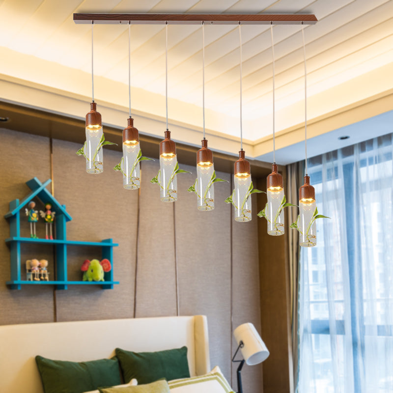 Antique Wine Bottle Cluster Pendant 3/5/7 Bulbs Metal LED Ceiling Light in Brown with Round/Linear Canopy Clearhalo 'Art Deco Pendants' 'Cast Iron' 'Ceiling Lights' 'Ceramic' 'Crystal' 'Industrial Pendants' 'Industrial' 'Metal' 'Middle Century Pendants' 'Pendant Lights' 'Pendants' 'Tiffany' Lighting' 1604291