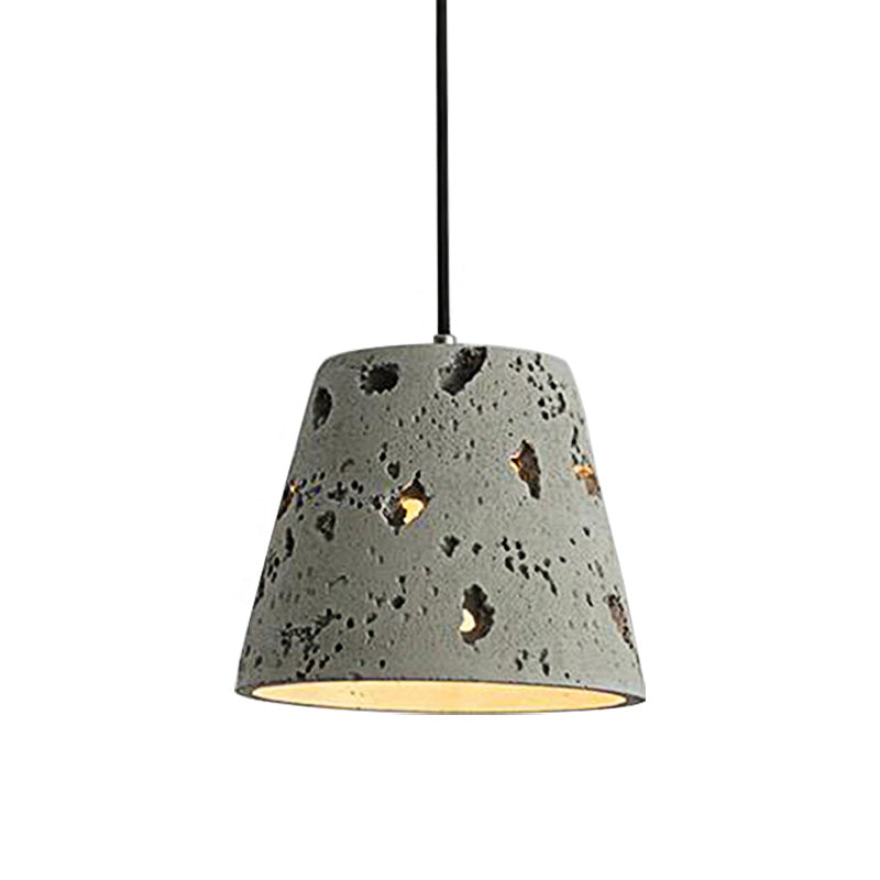 Ripple/Barrel/Loving Heart Shade Cement Hanging Light Industrial Style 1 Light Dining Room Pendant Light Fixture in Grey Clearhalo 'Ceiling Lights' 'Industrial Pendants' 'Industrial' 'Middle Century Pendants' 'Pendant Lights' 'Pendants' 'Tiffany' Lighting' 160430