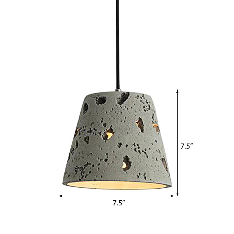 Ripple/Barrel/Loving Heart Shade Cement Hanging Light Industrial Style 1 Light Dining Room Pendant Light Fixture in Grey Clearhalo 'Ceiling Lights' 'Industrial Pendants' 'Industrial' 'Middle Century Pendants' 'Pendant Lights' 'Pendants' 'Tiffany' Lighting' 160431