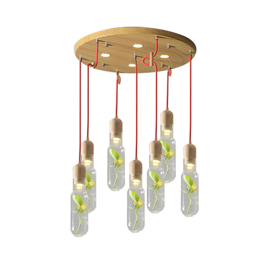 Wood 3/5/7 Bulbs Cluster Pendant Antique Metal Bottle LED Ceiling Lamp with Plant Container for Living Room Clearhalo 'Art Deco Pendants' 'Cast Iron' 'Ceiling Lights' 'Ceramic' 'Crystal' 'Industrial Pendants' 'Industrial' 'Metal' 'Middle Century Pendants' 'Pendant Lights' 'Pendants' 'Tiffany' Lighting' 1604319