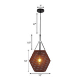 1 Head Pendant Lighting Vintage Pentagon Mesh Screen Metal Hanging Ceiling Lamp in Brown, 8"/10" Wide Clearhalo 'Art Deco Pendants' 'Cast Iron' 'Ceiling Lights' 'Ceramic' 'Crystal' 'Industrial Pendants' 'Industrial' 'Metal' 'Middle Century Pendants' 'Pendant Lights' 'Pendants' 'Tiffany' Lighting' 1604651