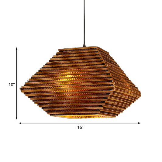 Brown Honeycomb Pendant Lighting Vintage Recycled Cardboard 1 Head Bar Hanging Lamp Clearhalo 'Ceiling Lights' 'Industrial Pendants' 'Industrial' 'Middle Century Pendants' 'Pendant Lights' 'Pendants' 'Tiffany' Lighting' 1604881
