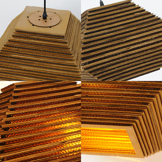 Brown Honeycomb Pendant Lighting Vintage Recycled Cardboard 1 Head Bar Hanging Lamp Clearhalo 'Ceiling Lights' 'Industrial Pendants' 'Industrial' 'Middle Century Pendants' 'Pendant Lights' 'Pendants' 'Tiffany' Lighting' 1604882