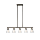 5 Heads Clear Glass Island Lighting Industrial Black Cone Shade Dining Room Hanging Chandelier Clearhalo 'Ceiling Lights' 'Island Lights' Lighting' 1604916