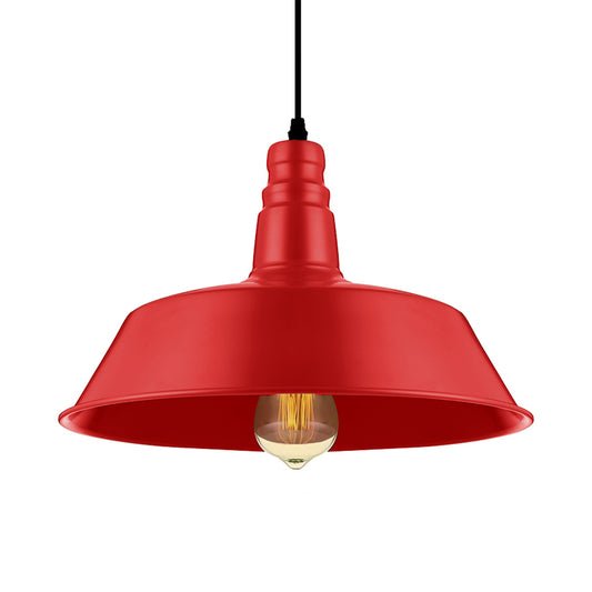 10"/14" Wide Barn Living Room Pendant Lighting Industrial Style Metallic 1 Bulb Red/Green Ceiling Light Fixture Clearhalo 'Art Deco Pendants' 'Cast Iron' 'Ceiling Lights' 'Ceramic' 'Crystal' 'Industrial Pendants' 'Industrial' 'Metal' 'Middle Century Pendants' 'Pendant Lights' 'Pendants' 'Tiffany' Lighting' 16059
