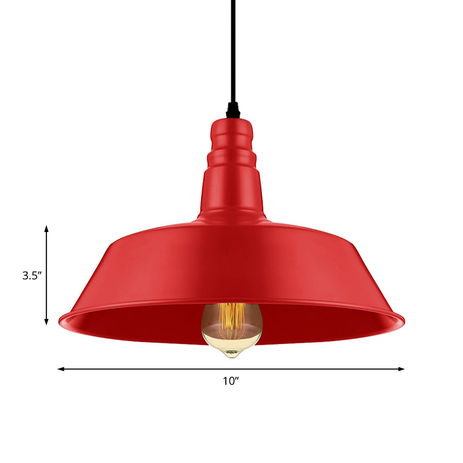 10"/14" Wide Barn Living Room Pendant Lighting Industrial Style Metallic 1 Bulb Red/Green Ceiling Light Fixture Clearhalo 'Art Deco Pendants' 'Cast Iron' 'Ceiling Lights' 'Ceramic' 'Crystal' 'Industrial Pendants' 'Industrial' 'Metal' 'Middle Century Pendants' 'Pendant Lights' 'Pendants' 'Tiffany' Lighting' 16060