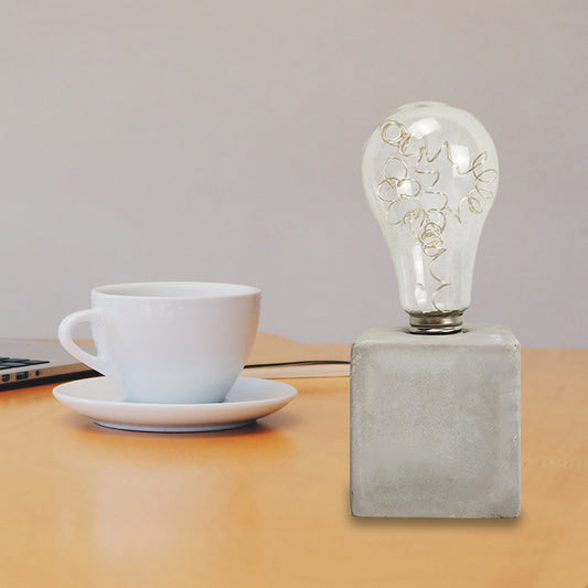 Industrial Cement Table Lighting One-light Open Bare Table Lamp in Gray Color for Kid Bedroom Clearhalo 'Lamps' 'Table Lamps' Lighting' 160741