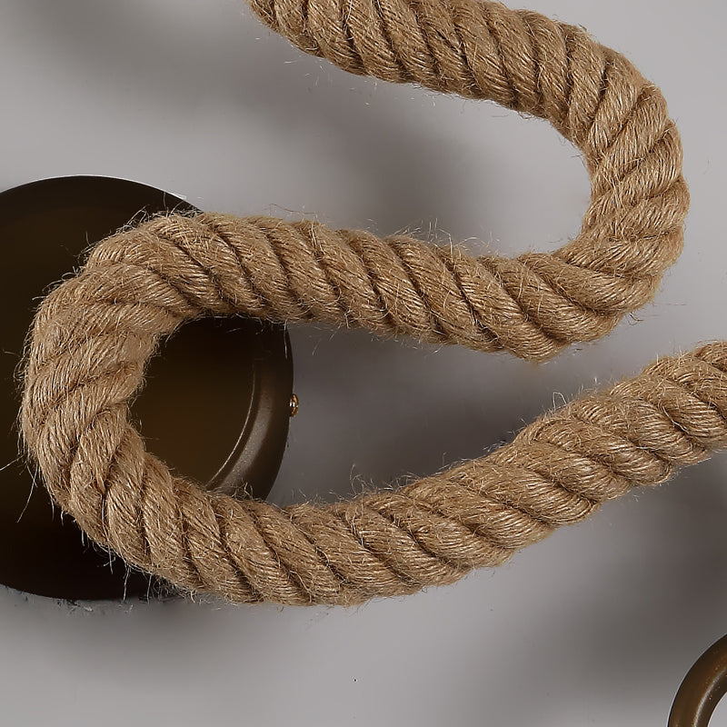 Candle Roped Sconce Light Fixture with Curved Design Vintage 1 Light Bedroom Wall Mounted Light in Bronze Clearhalo 'Industrial wall lights' 'Industrial' 'Middle century wall lights' 'Tiffany' 'Wall Lamps & Sconces' 'Wall Lights' Lighting' 160765