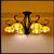 Black Scalloped Hanging Chandelier Baroque 6/8 Lights White/Yellow/Blue Glass Pendant Light Kit for Living Room 6 Yellow Clearhalo 'Ceiling Lights' 'Chandeliers' 'Clear' 'Industrial' 'Middle Century Chandeliers' 'Modern' 'Tiffany Chandeliers' 'Tiffany close to ceiling' 'Tiffany' 'Traditional Chandeliers' Lighting' 1608344