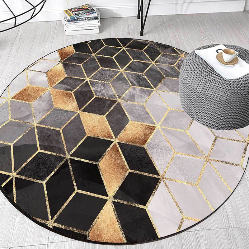 Black and Grey Modern Rug Polyester Geometric Print Rug Washable Non-Slip Backing Carpet for Living Room Black Clearhalo 'Area Rug' 'Modern' 'Rugs' Rug' 1608365
