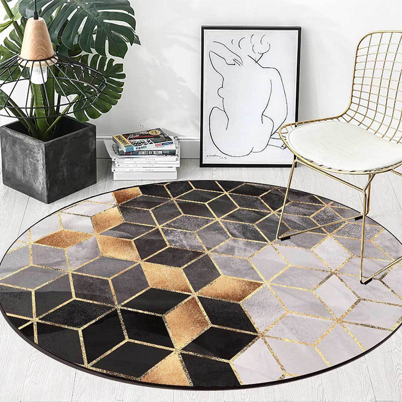 Black and Grey Modern Rug Polyester Geometric Print Rug Washable Non-Slip Backing Carpet for Living Room Clearhalo 'Area Rug' 'Modern' 'Rugs' Rug' 1608366