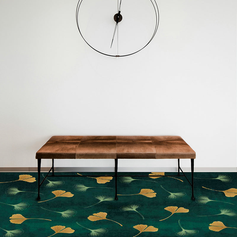 Casual Apricot Leaf Pattern Rug Green Polyester Rug Machine Washable Non-Slip Area Rug for Living Room Clearhalo 'Area Rug' 'Modern' 'Rugs' Rug' 1608385