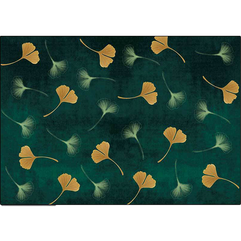 Casual Apricot Leaf Pattern Rug Green Polyester Rug Machine Washable Non-Slip Area Rug for Living Room Clearhalo 'Area Rug' 'Modern' 'Rugs' Rug' 1608386
