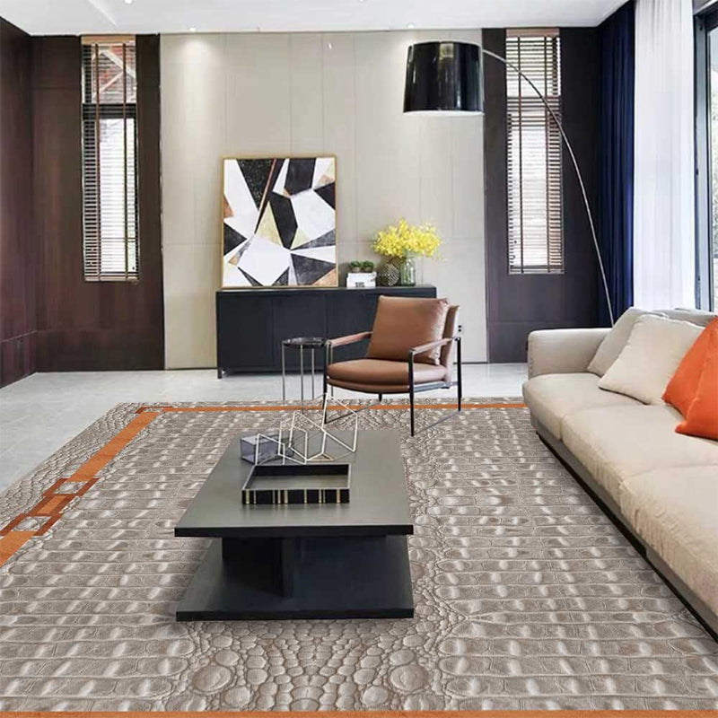 Grey Modern Rug Polyester Crocodile Print Rug Washable Non-Slip Backing Carpet for Living Room Grey Clearhalo 'Area Rug' 'Modern' 'Rugs' Rug' 1608401