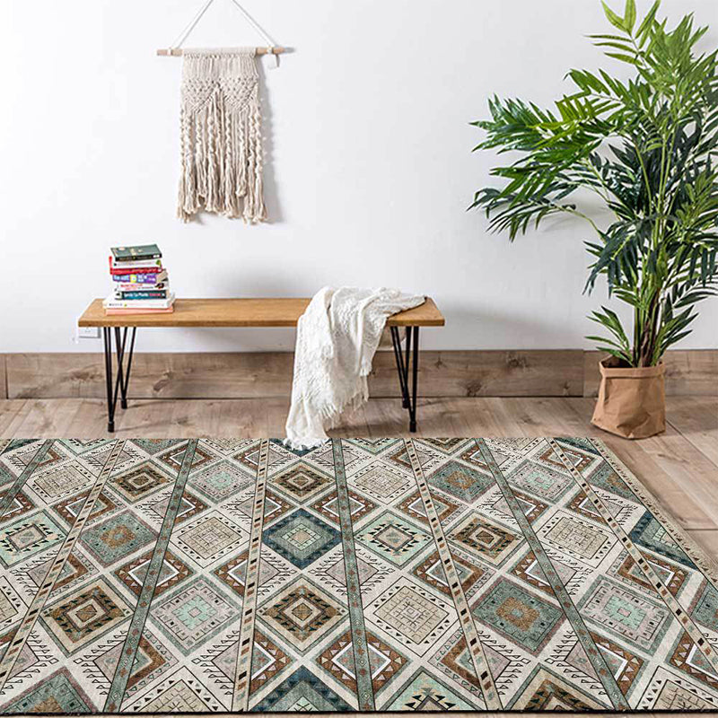 Persian Azulejos Print Rug Green Polyester Rug Machine Washable Non-Slip Area Rug for Living Room Clearhalo 'Area Rug' 'Moroccan' 'Rugs' Rug' 1608427