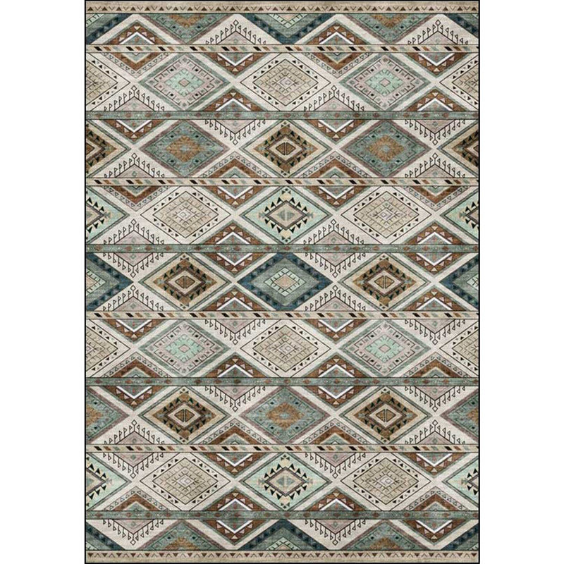 Persian Azulejos Print Rug Green Polyester Rug Machine Washable Non-Slip Area Rug for Living Room Clearhalo 'Area Rug' 'Moroccan' 'Rugs' Rug' 1608428