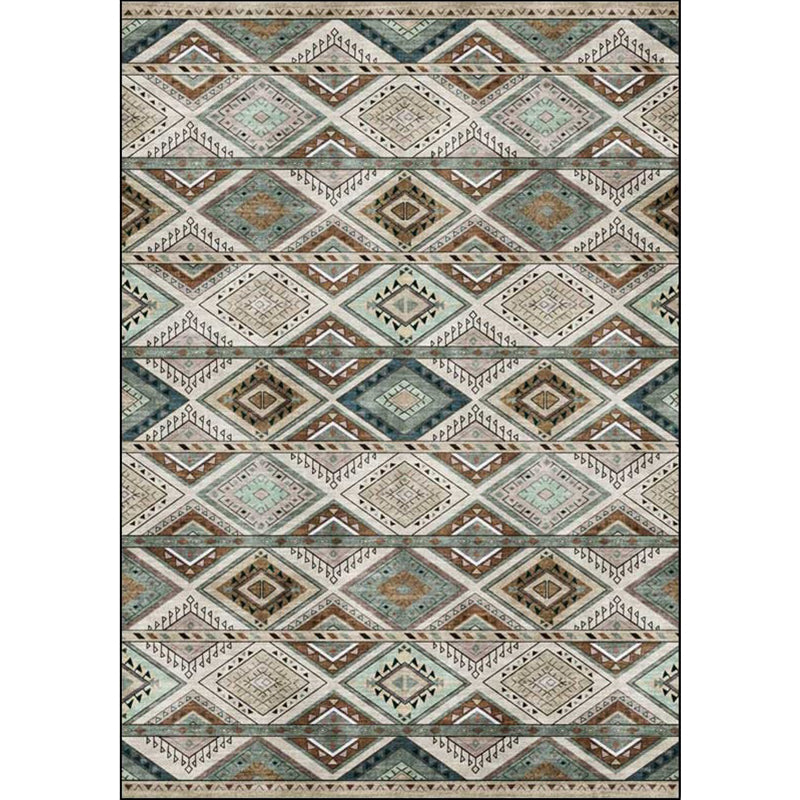 Persian Azulejos Print Rug Green Polyester Rug Machine Washable Non-Slip Area Rug for Living Room Clearhalo 'Area Rug' 'Moroccan' 'Rugs' Rug' 1608428