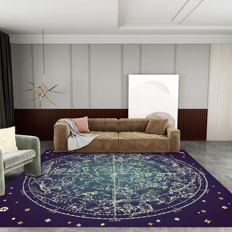 Purple Bedroom Rug Modern Outer Space Constellation Pattern Area Rug Polyester Non-Slip Stain-Resistant Carpet Purple Clearhalo 'Area Rug' 'Modern' 'Rugs' Rug' 1608485