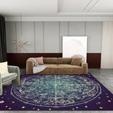 Purple Bedroom Rug Modern Outer Space Constellation Pattern Area Rug Polyester Non-Slip Stain-Resistant Carpet Purple