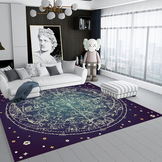 Purple Bedroom Rug Modern Outer Space Constellation Pattern Area Rug Polyester Non-Slip Stain-Resistant Carpet Clearhalo 'Area Rug' 'Modern' 'Rugs' Rug' 1608486