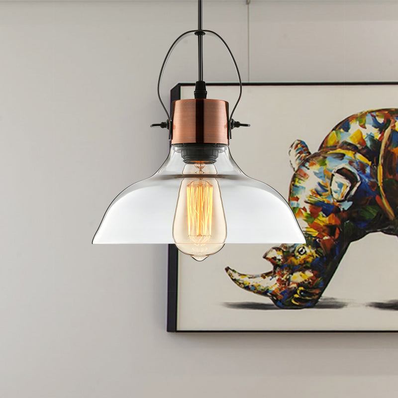 Copper Dome Ceiling Light Industrial Clear Glass 1 Light Dining Room Pendant Lighting Fixture Clearhalo 'Ceiling Lights' 'Glass shade' 'Glass' 'Industrial Pendants' 'Industrial' 'Middle Century Pendants' 'Pendant Lights' 'Pendants' 'Tiffany' Lighting' 160850