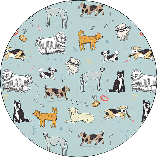Unique Kids Rug in Green Animal Dog Bone Footprint Pattern Rug Polyester Machine Washable Carpet for Nursery