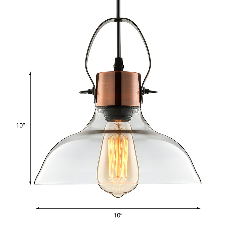 Copper Dome Ceiling Light Industrial Clear Glass 1 Light Dining Room Pendant Lighting Fixture Clearhalo 'Ceiling Lights' 'Glass shade' 'Glass' 'Industrial Pendants' 'Industrial' 'Middle Century Pendants' 'Pendant Lights' 'Pendants' 'Tiffany' Lighting' 160852