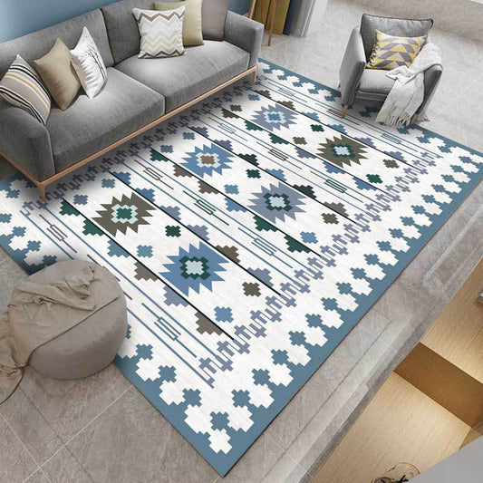 Southwestern Geometric Print Rug Blue and Brown Polyester Rug Machine Washable Non-Slip Area Rug for Living Room Blue Clearhalo 'Area Rug' 'Rugs' 'Southwestern' Rug' 1608541