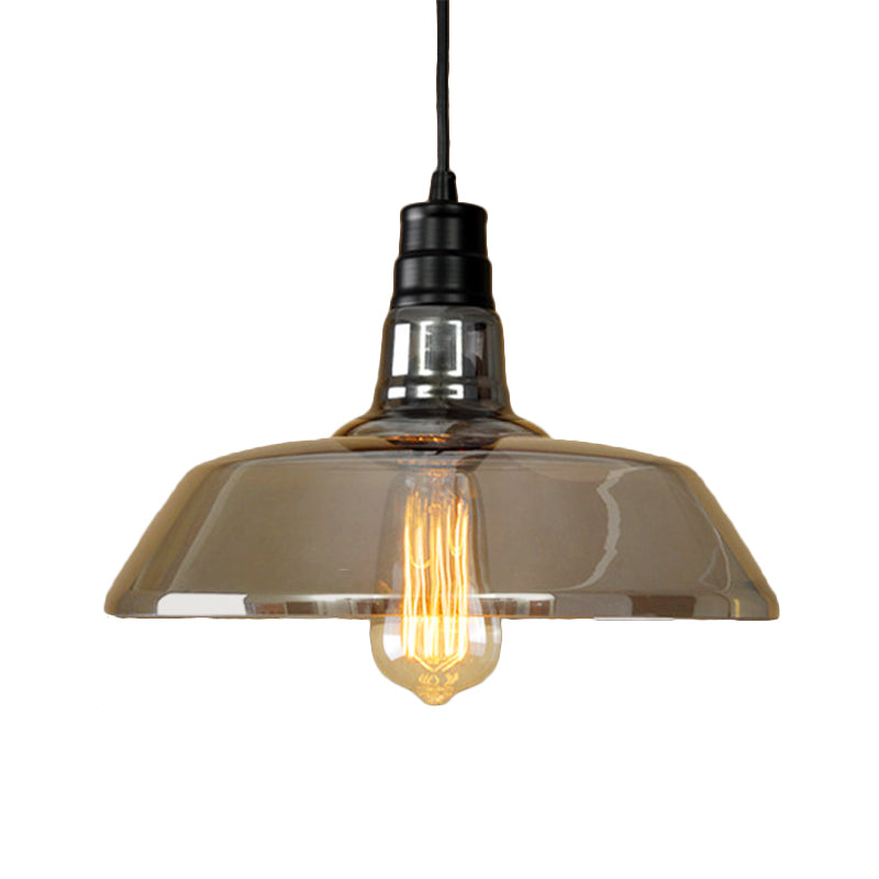 Single Light Hanging Ceiling Light with Barn Shaped Grey Glass Industrial Living Room Pendant Lighting Clearhalo 'Ceiling Lights' 'Close To Ceiling Lights' 'Glass shade' 'Glass' 'Industrial Pendants' 'Industrial' 'Middle Century Pendants' 'Pendant Lights' 'Pendants' 'Tiffany' Lighting' 160856
