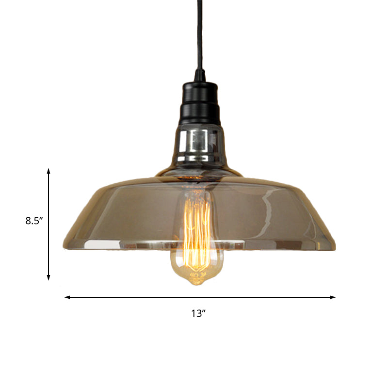 Single Light Hanging Ceiling Light with Barn Shaped Grey Glass Industrial Living Room Pendant Lighting Clearhalo 'Ceiling Lights' 'Close To Ceiling Lights' 'Glass shade' 'Glass' 'Industrial Pendants' 'Industrial' 'Middle Century Pendants' 'Pendant Lights' 'Pendants' 'Tiffany' Lighting' 160857