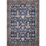 Unique Floral Pattern Rug with Leaf Blue Vintage Rug Polyester Washable Anti-Slip Backing Area Rug for Bedroom Clearhalo 'Area Rug' 'Moroccan' 'Rugs' Rug' 1608575
