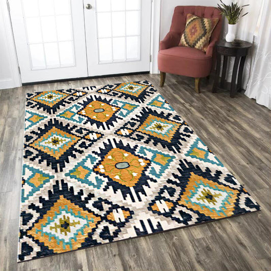 Yellow and Black Persian Rug Polyester Checked Pattern Rug Washable Non-Slip Backing Carpet for Living Room Clearhalo 'Area Rug' 'Moroccan' 'Rugs' Rug' 1608582