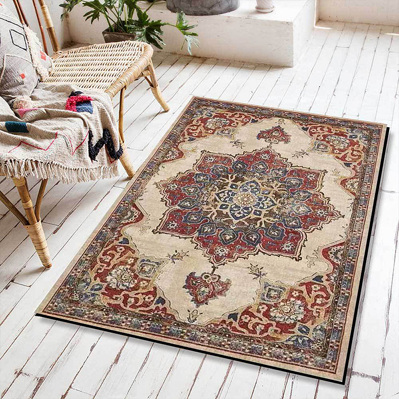 Vintage Medallion Pattern Rug Brown Polyester Rug Machine Washable Non-Slip Area Rug for Living Room Brown Clearhalo 'Area Rug' 'Moroccan' 'Rugs' Rug' 1608682