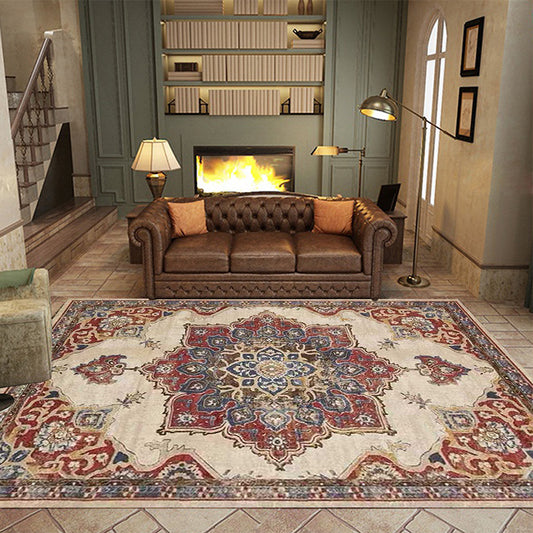 Vintage Medallion Pattern Rug Brown Polyester Rug Machine Washable Non-Slip Area Rug for Living Room Clearhalo 'Area Rug' 'Moroccan' 'Rugs' Rug' 1608683