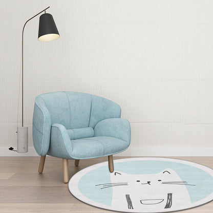 Kids Cat Pattern Rug Light Blue Polyester Rug Washable Anti-Slip Backing Area Rug for Home Decoration Light Blue Clearhalo 'Area Rug' 'Rug' 1608703